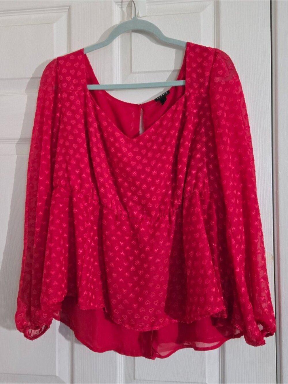Heart-Print Peplum Blouse